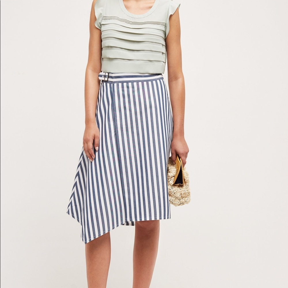 NWT Anthropologie Maeve assymetrical striped summer midi skirt - Picture 3 of 8